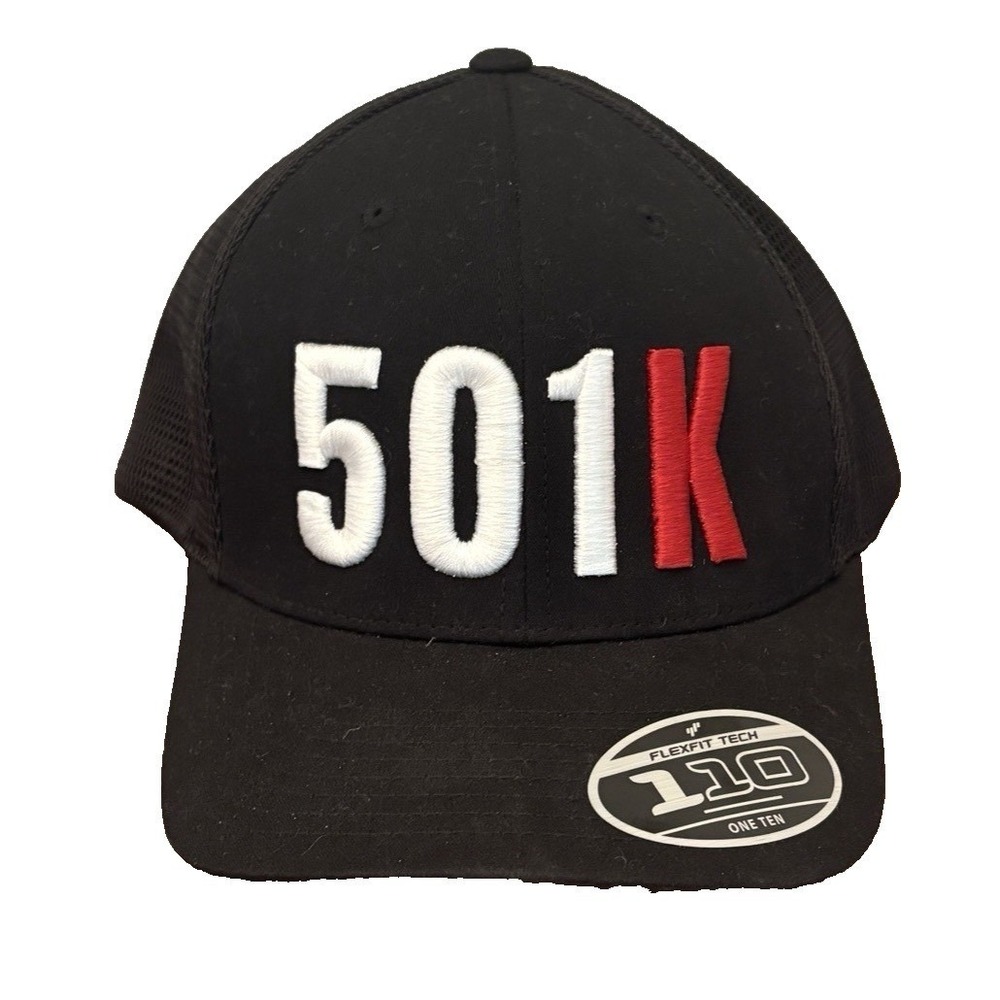 "501K"‎ Embroidered Hat Logo Black FlexFit 110 Mesh Adjustable NEW